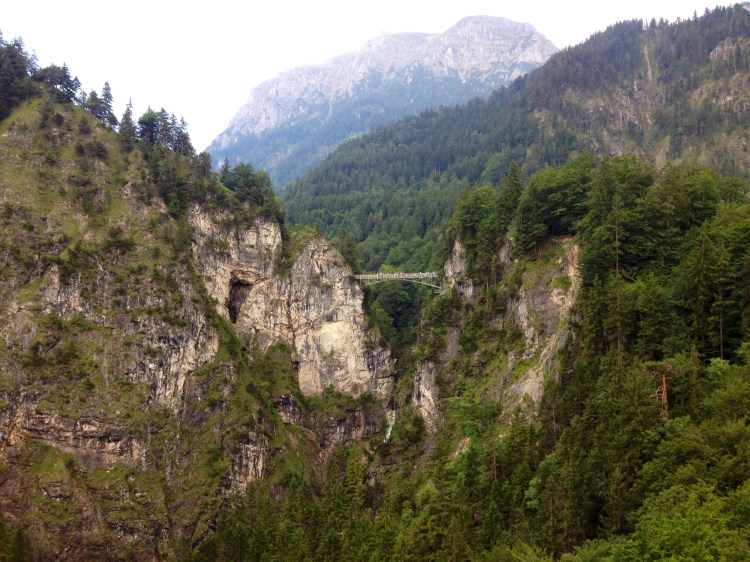 The view of the Marienbrucke from Neuschwanstein Castle.