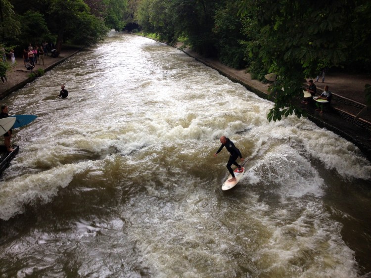 Nothing stops Munich's surfboarders from getting their fix in the middle of the city.