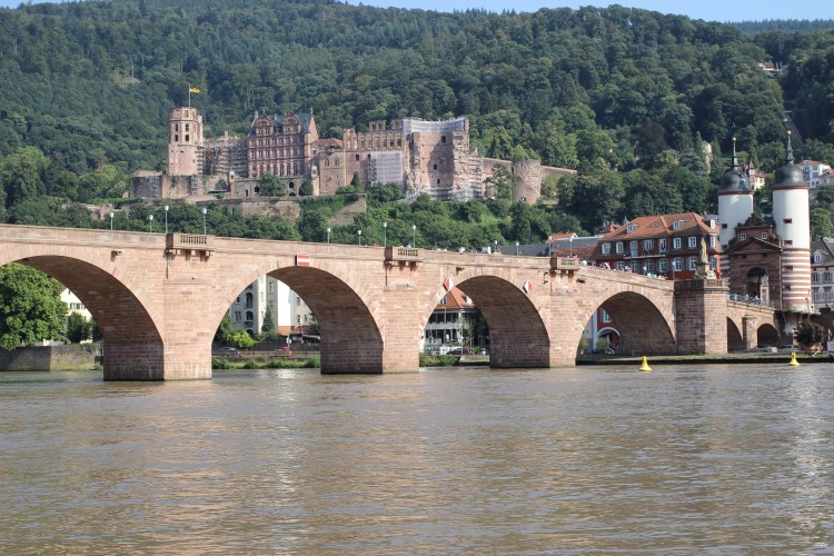The Old Bridge, with a view of Heidelberg Castle in the background.