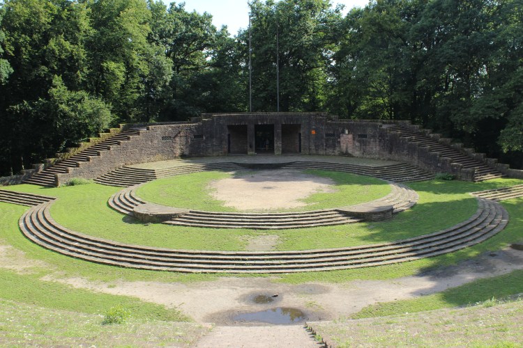 Looking down on the stage of the Nazi Amphitheatre. It is disturbing to imagine the place filled with supporters sporting swastikas.